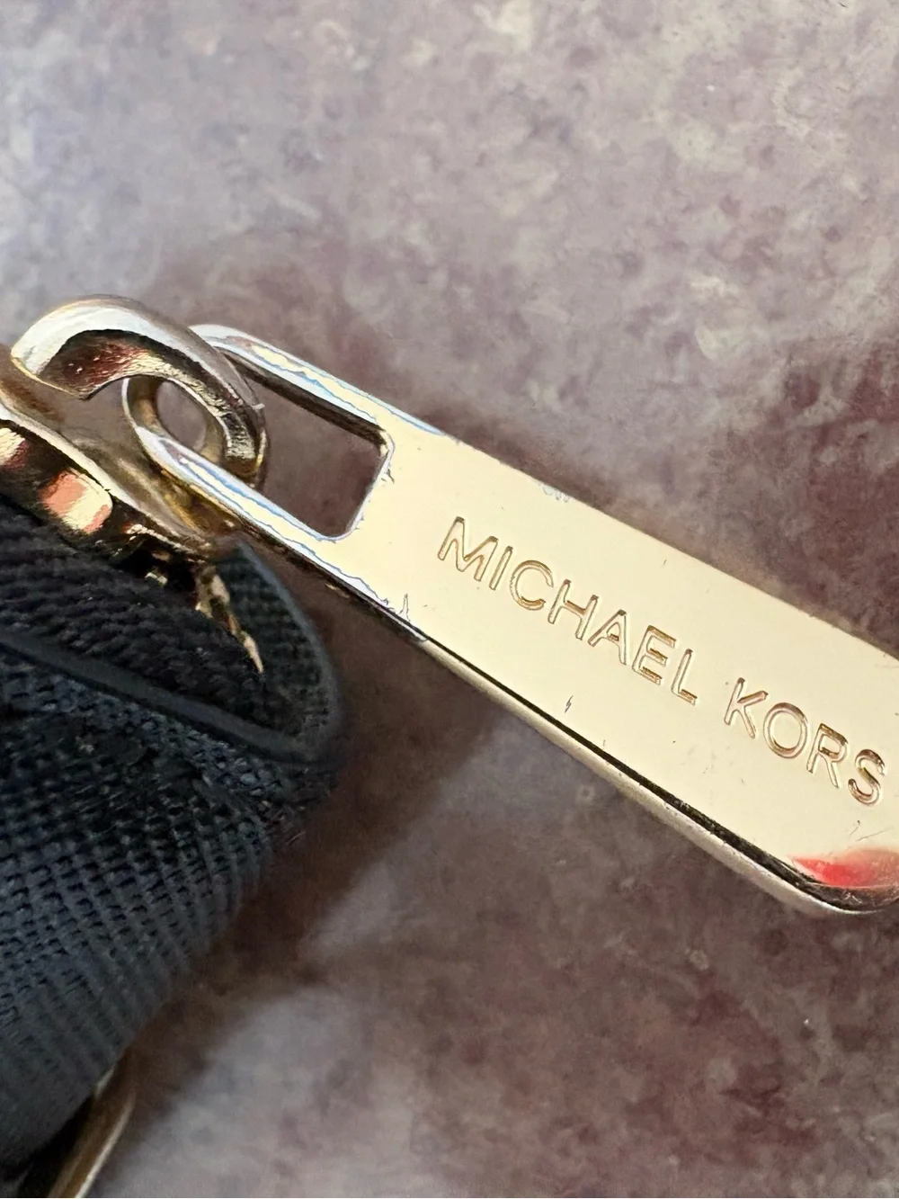 Michael Kors Black Saffiano Zip Around Wallet Gold Hardware 9x4